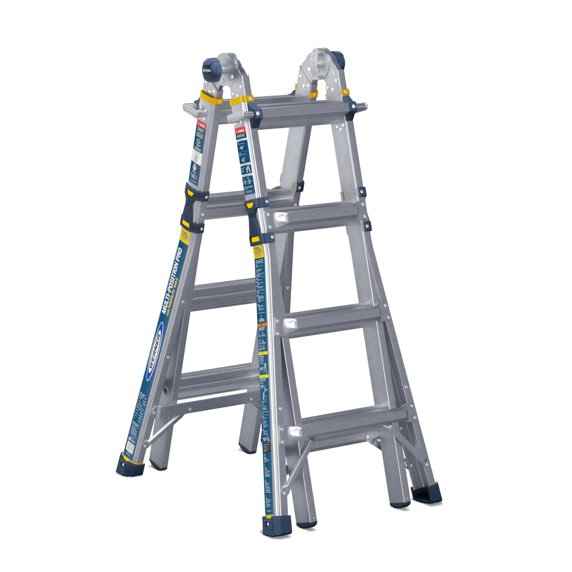Werner, 18ft. Reach Height Multi-Position Ladder Type IAA, Height 18 ft, Capacity 375 lb, Material Aluminum, Model# MT-18IAA
